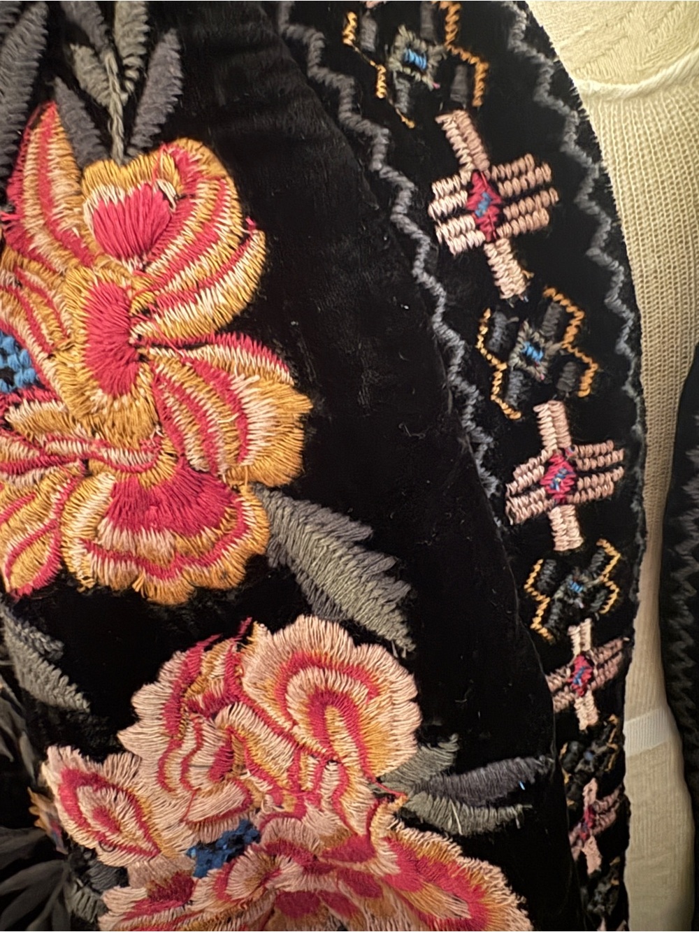Kyla SEO VELVET KIMONO EMBROIDERED JOHNNY WAS INSPIRED BOHO CHIC jacket SZ 1X - Picture 2 of 8